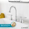 imagegotonovo 8 Inch Widespread Bathroom Faucet 3 Hole 2 Lever Handles Bathroom Sink Faucet with Pop Up Drain and Supply Hoses Modern Lavatory Mixer Tap Polish ChromePolish Chrome