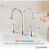 imagegotonovo 8 Inch Widespread Bathroom Faucet 3 Hole 2 Lever Handles Bathroom Sink Faucet with Pop Up Drain and Supply Hoses Modern Lavatory Mixer Tap Polish ChromePolish Chrome