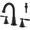imagegotonovo 8 Inch Widespread Bathroom Faucet 3 Hole 2 Lever Handles Bathroom Sink Faucet with Pop Up Drain and Supply Hoses Modern Lavatory Mixer Tap Polish ChromeMatte Black