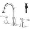 imagegotonovo 8 Inch Widespread Bathroom Faucet 3 Hole 2 Lever Handles Bathroom Sink Faucet with Pop Up Drain and Supply Hoses Modern Lavatory Mixer Tap Polish ChromePolish Chrome