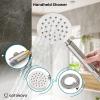 imagegotonovo 10 Inch Round Rain Shower System Wall Mounted Bathroom Mixer Combo Set High Pressure Shower Head with Rough in Valve Round Handheld Matte BlackBrushed Nickel