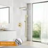 imagegotonovo 10 Inch Round Rain Shower System Wall Mounted Bathroom Mixer Combo Set High Pressure Shower Head with Rough in Valve Round Handheld Matte BlackBrushed Gold