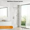 imagegotonovo 10 Inch Round Rain Shower System Wall Mounted Bathroom Mixer Combo Set High Pressure Shower Head with Rough in Valve Round Handheld Matte BlackBrushed Nickel