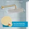 imagegotonovo 10 Inch Round Rain Shower System Wall Mounted Bathroom Mixer Combo Set High Pressure Shower Head with Rough in Valve Round Handheld Matte BlackBrushed Gold