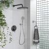 imagegotonovo 10 Inch Round Rain Shower System Wall Mounted Bathroom Mixer Combo Set High Pressure Shower Head with Rough in Valve Round Handheld Matte BlackOil Rubbed Bronze