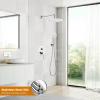 imagegotonovo 10 Inch Round Rain Shower System Wall Mounted Bathroom Mixer Combo Set High Pressure Shower Head with Rough in Valve Round Handheld Matte BlackPolish Chrome