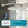 imagegotonovo 10 Inch Round Rain Shower System Wall Mounted Bathroom Mixer Combo Set High Pressure Shower Head with Rough in Valve Round Handheld Matte BlackBrushed Nickel
