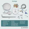 imagegotonovo 10 Inch Wall Mount Shower Faucet Set ABS Round Rain Shower Head with Handheld Spray Bathroom Shower System with Pressure Balance Valve Hot and Cold Water Polish ChromePolish Chrome