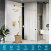 imagegotonovo Bathroom Shower Faucet Set Push Button Diverter Rainfall Showerhead and Handheld Set Shower Trim Kit Wall Mounted 10 Inch Showerhead with 6 Inch Head Brushed GoldBrushed Gold