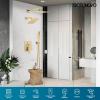 imagegotonovo Bathroom Shower Faucet Set Push Button Diverter Rainfall Showerhead and Handheld Set Shower Trim Kit Wall Mounted 10 Inch Showerhead with 6 Inch Head Brushed GoldBrushed Gold