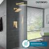 imagegotonovo Bathroom Shower Faucet Set Push Button Diverter Rainfall Showerhead and Handheld Set Shower Trim Kit Wall Mounted 10 Inch Showerhead with 6 Inch Head Brushed GoldBrushed Gold