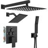 imagegotonovo Bathroom Shower Faucet Set Push Button Diverter Rainfall Showerhead and Handheld Set Shower Trim Kit Wall Mounted 10 Inch Showerhead with 6 Inch Head Brushed GoldMatte Black