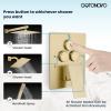 imagegotonovo Bathroom Shower Faucet Set Push Button Diverter Rainfall Showerhead and Handheld Set Shower Trim Kit Wall Mounted 10 Inch Showerhead with 6 Inch Head Brushed GoldBrushed Gold