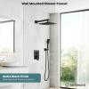imagegotonovo Matte Black Shower System Set 10 Inch Shower Head with ABS Handheld Spray AntiScald Pressure Balance Valve Modern Luxury Rain Roughin Valve Body and Trim Kit