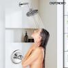 imagegotonovo Shower Faucet Set Bathroom Shower Head and Handle Set Complete 6 Settings 6 inch Rainfall Shower Head Kit High Pressure Shower System Combo Shower Trim Kit with Valve Matte BlackPolished Chrome