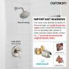 imagegotonovo Shower Faucet Set Bathroom Shower Head and Handle Set Complete 6 Settings 6 inch Rainfall Shower Head Kit High Pressure Shower System Combo Shower Trim Kit with Valve Matte BlackBrushed Nickel