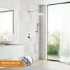 imagegotonovo Shower System 10 Inch Round Rainfall Showerhead Wall Mounted High Pressure Shower Faucet Set Fixture Combo with Rough in Valve and Cylindrical Handheld Spray Oil Rubbed BronzePolish Chrome