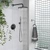 imagegotonovo Shower System 10 Inch Round Rainfall Showerhead Wall Mounted High Pressure Shower Faucet Set Fixture Combo with Rough in Valve and Cylindrical Handheld Spray Oil Rubbed BronzeMatte Black