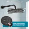 imagegotonovo Shower System 10 Inch Round Rainfall Showerhead Wall Mounted High Pressure Shower Faucet Set Fixture Combo with Rough in Valve and Cylindrical Handheld Spray Oil Rubbed BronzeOil Rubbed Bronze