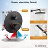 imagegotonovo Shower System 10 Inch Round Rainfall Showerhead Wall Mounted High Pressure Shower Faucet Set Fixture Combo with Rough in Valve and Cylindrical Handheld Spray Oil Rubbed BronzeMatte Black