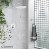 imagegotonovo Shower System 10 Inch Round Rainfall Showerhead Wall Mounted High Pressure Shower Faucet Set Fixture Combo with Rough in Valve and Cylindrical Handheld Spray Oil Rubbed BronzePolish Chrome