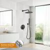 imagegotonovo Shower System 10 Inch Round Rainfall Showerhead Wall Mounted High Pressure Shower Faucet Set Fixture Combo with Rough in Valve and Cylindrical Handheld Spray Oil Rubbed BronzeOil Rubbed Bronze
