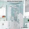 imagegotonovo Shower System Set with ABS Handheld Spray Polish Chrome 10 Inch Shower Head Luxury Wall Mounted Rain Mixer Shower Faucet Set AntiScald Pressure Balance Valve Roughin Valve Body and Trim Kit