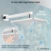 imagegotonovo Shower System Set with ABS Handheld Spray Polish Chrome 10 Inch Shower Head Luxury Wall Mounted Rain Mixer Shower Faucet Set AntiScald Pressure Balance Valve Roughin Valve Body and Trim Kit