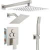 imagegotonovo Bathroom Shower Faucet Set Push Button Diverter Rainfall Showerhead and Handheld Set Shower Trim Kit Wall Mounted 10 Inch Showerhead with 6 Inch Head Brushed GoldBrushed Nickel