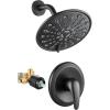 imagegotonovo Shower Faucet Set Bathroom Shower Head and Handle Set Complete 6 Settings 6 inch Rainfall Shower Head Kit High Pressure Shower System Combo Shower Trim Kit with Valve Matte BlackOil Rubbed Bronze