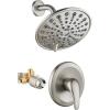 imagegotonovo Shower Faucet Set Bathroom Shower Head and Handle Set Complete 6 Settings 6 inch Rainfall Shower Head Kit High Pressure Shower System Combo Shower Trim Kit with Valve Matte BlackBrushed Nickel