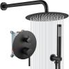 imagegotonovo Shower System 10 Inch Round Rainfall Showerhead Wall Mounted High Pressure Shower Faucet Set Fixture Combo with Rough in Valve and Cylindrical Handheld Spray Oil Rubbed BronzeMatte Black