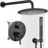 imagegotonovo Shower System 10 Inch Round Rainfall Showerhead Wall Mounted High Pressure Shower Faucet Set Fixture Combo with Rough in Valve and Cylindrical Handheld Spray Oil Rubbed BronzeOil Rubbed Bronze