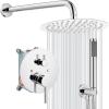 imagegotonovo Shower System 10 Inch Round Rainfall Showerhead Wall Mounted High Pressure Shower Faucet Set Fixture Combo with Rough in Valve and Cylindrical Handheld Spray Oil Rubbed BronzePolish Chrome