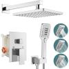 imagegotonovo Shower System Set with ABS Handheld Spray Polish Chrome 10 Inch Shower Head Luxury Wall Mounted Rain Mixer Shower Faucet Set AntiScald Pressure Balance Valve Roughin Valve Body and Trim Kit