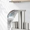 imagegotonovo 4 Inch Centerset Waterfall Bathroom Sink Faucet Deck Mount 2 Handle Basin Faucets 2 or 3 Hole with Pop Up Drain Included Lavatory Modern Mixer Tap Vanity Faucet Matte BlackBrushed Nickel