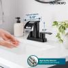 imagegotonovo 4 Inch Centerset Waterfall Bathroom Sink Faucet Deck Mount 2 Handle Basin Faucets 2 or 3 Hole with Pop Up Drain Included Lavatory Modern Mixer Tap Vanity Faucet Matte BlackMatte Black