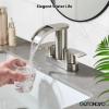 imagegotonovo 4 Inch Centerset Waterfall Bathroom Sink Faucet Deck Mount 2 Handle Basin Faucets 2 or 3 Hole with Pop Up Drain Included Lavatory Modern Mixer Tap Vanity Faucet Matte BlackBrushed Nickel