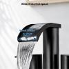 imagegotonovo 4 Inch Centerset Waterfall Bathroom Sink Faucet Deck Mount 2 Handle Basin Faucets 2 or 3 Hole with Pop Up Drain Included Lavatory Modern Mixer Tap Vanity Faucet Matte BlackMatte Black