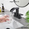 imagegotonovo 4 Inch Centerset Waterfall Bathroom Sink Faucet Deck Mount 2 Handle Basin Faucets 2 or 3 Hole with Pop Up Drain Included Lavatory Modern Mixer Tap Vanity Faucet Matte BlackMatte Black