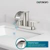 imagegotonovo 4 Inch Centerset Waterfall Bathroom Sink Faucet Deck Mount 2 Handle Basin Faucets 2 or 3 Hole with Pop Up Drain Included Lavatory Modern Mixer Tap Vanity Faucet Matte BlackBrushed Nickel
