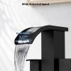 imagegotonovo Waterfall 4 Inch Centerset Bathroom Sink Faucet 2 Handle Basin Faucets 2 or 3 Hole Deck Mount with Pop Up Drain Included Lavatory Modern Mixer Tap Vanity Faucet Brushed NickelMatte Black