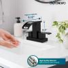 imagegotonovo Waterfall 4 Inch Centerset Bathroom Sink Faucet 2 Handle Basin Faucets 2 or 3 Hole Deck Mount with Pop Up Drain Included Lavatory Modern Mixer Tap Vanity Faucet Brushed NickelMatte Black