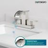 imagegotonovo Waterfall 4 Inch Centerset Bathroom Sink Faucet 2 Handle Basin Faucets 2 or 3 Hole Deck Mount with Pop Up Drain Included Lavatory Modern Mixer Tap Vanity Faucet Brushed NickelBrushed Nickel