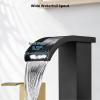 imagegotonovo Waterfall 8 inch Widespread Bathroom Faucet Set Bathroom Sink Faucet 3 Hole 2 Handle Vanity Lavatory Deck Mount with Pop Up Drain and Water Supply Lines Round Body Matte Black ampamp Brushed GoldBrushed Gold and Black