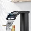 imagegotonovo Waterfall 8 inch Widespread Bathroom Faucet Set Bathroom Sink Faucet 3 Hole 2 Handle Vanity Lavatory Deck Mount with Pop Up Drain and Water Supply Lines Round Body Matte Black ampamp Brushed GoldBrushed Gold and Black