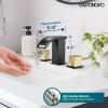 imagegotonovo Waterfall 8 inch Widespread Bathroom Faucet Set Bathroom Sink Faucet 3 Hole 2 Handle Vanity Lavatory Deck Mount with Pop Up Drain and Water Supply Lines Round Body Matte Black ampamp Brushed GoldBrushed Gold and Black