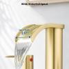 imagegotonovo Waterfall 8 inch Widespread Bathroom Faucet Set Bathroom Sink Faucet 3 Hole 2 Handle Vanity Lavatory Deck Mount with Pop Up Drain and Water Supply Lines Round Body Matte Black ampamp Brushed GoldBrushed Gold