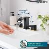 imagegotonovo Waterfall 8 inch Widespread Bathroom Faucet Set Bathroom Sink Faucet 3 Hole 2 Handle Vanity Lavatory Deck Mount with Pop Up Drain and Water Supply Lines Round Body Matte Black ampamp Brushed GoldMatte Black  Brushed Gold