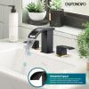 imagegotonovo Waterfall 8 inch Widespread Bathroom Faucet Set Bathroom Sink Faucet 3 Hole 2 Handle Vanity Lavatory Deck Mount with Pop Up Drain and Water Supply Lines Round Body Matte Black ampamp Brushed GoldMatte Black  Brushed Gold